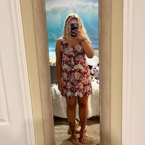 V-Neck Floral Swing Dress